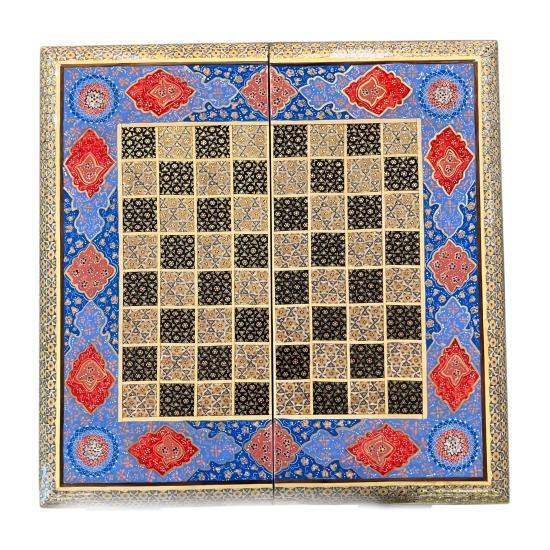 İran’ın El İşlemesi Hatem ve Minyatür Tavla ve Satranç - 30x30 CM