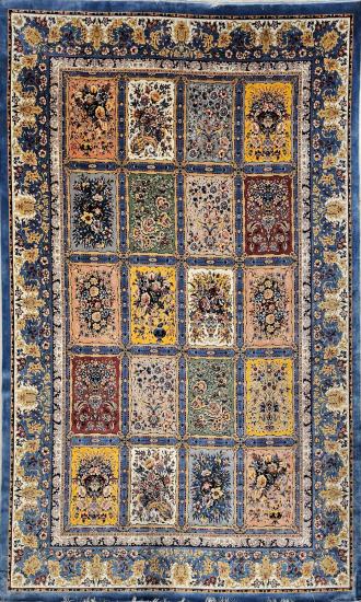 İran Makine İpek Halı | Panelli Çiçek Desenli | 200×300 cm