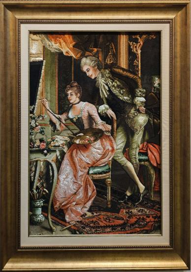 İran El Dokuma Tablo Halı | Ressam Kız Deseni | Ebrisem Gallery