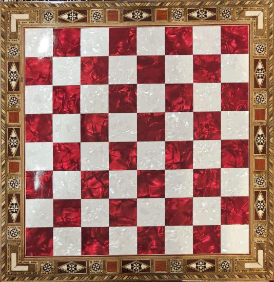 Sedef İşlemeli Satranç Takımı | Çekmeceli El Sanatı | 37×37 cm