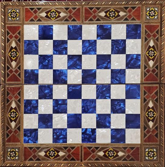 Sedef İşleme Tavla ve Satranç Takımı | 34×34 cm El Sanatı 