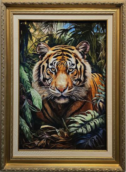 Kaplan Bakışı İpek & Yün El Dokuma Halı – 59x80 cm