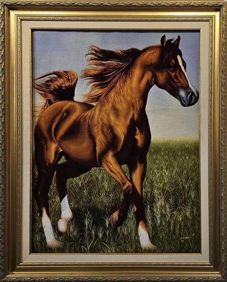 Kahverengi At Tablo Halı – İran El Dokuması