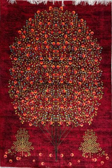 İran Makina İpek Halı | Nar Ağacı Desenli Halı