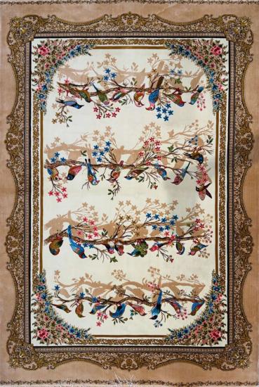 Kuş ve Dal Desenli İran İpek Halı | 100×150 cm
