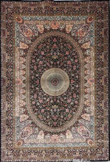 Oval Medalyonlu İran Makina İpek Halı | 120×180 cm