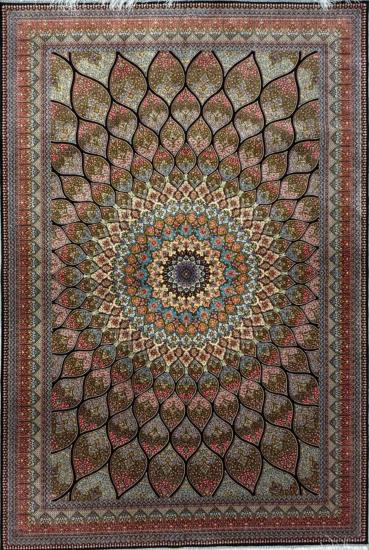 Güneş Işığı Desenli İran Makina İpek Halı | 120×180 cm