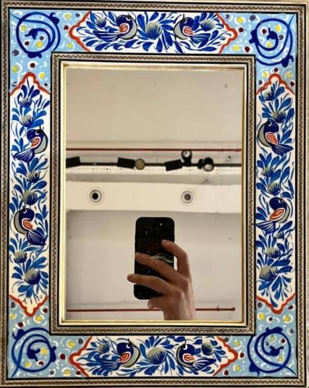 El Yapımı Mine ve Hatem Ahşap Ayna | EBRISEM Gallery