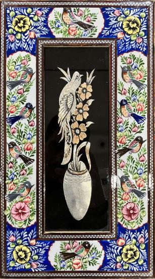 Hatem ve Mine İşlemeli Kuşlu Duvar Tablosu | EBRISEM Gallery