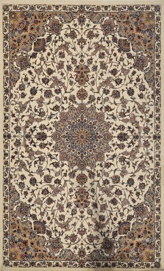 120×180 Makina İpek Halısı | Klasik İsfahan Deseni | EBRISEM Gallery