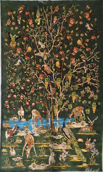 150×225 Makina İpek Halısı | Bahar ve Doğa Manzarası (Bagh-e-Eshq) | EBRISEM Gallery