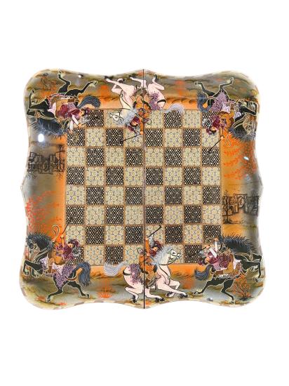 İran’ın El İşlemesi Hatem ve Minyatür Tavla ve Satranç - 50x50 CM (Dalbor)