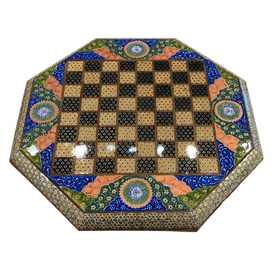 İran’ın El İşlemesi Hatem Mine Kombinli Satranç - 8 Köşeli 40x40 CM