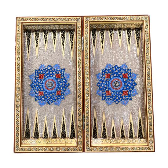 İran’ın El İşlemesi Hatem ve Minyatür Tavla ve Satranç - 30x30 CM