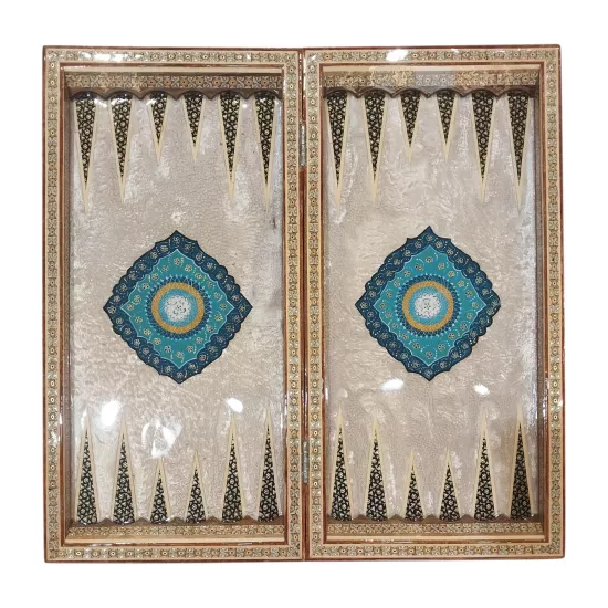 İran’ın El İşlemesi Hatem ve Minyatür Tavla ve Satranç - 50x50 CM