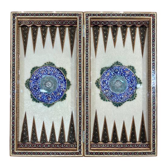 İran’ın El İşlemesi Hatem ve Minyatür Tavla ve Satranç - 50x50 CM