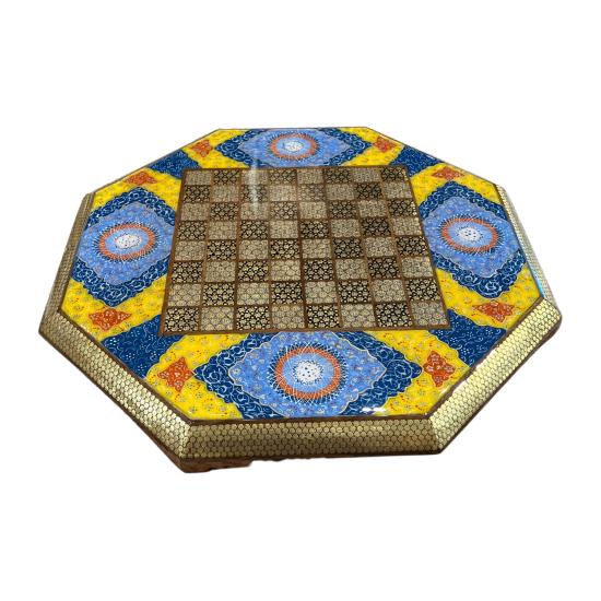 İran’ın El İşlemesi Hatem Mine Kombinli Satranç - 8 Köşeli 40x40 CM