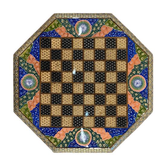 İran’ın El İşlemesi Hatem Mine Kombinli Satranç - 8 Köşeli 40x40 CM
