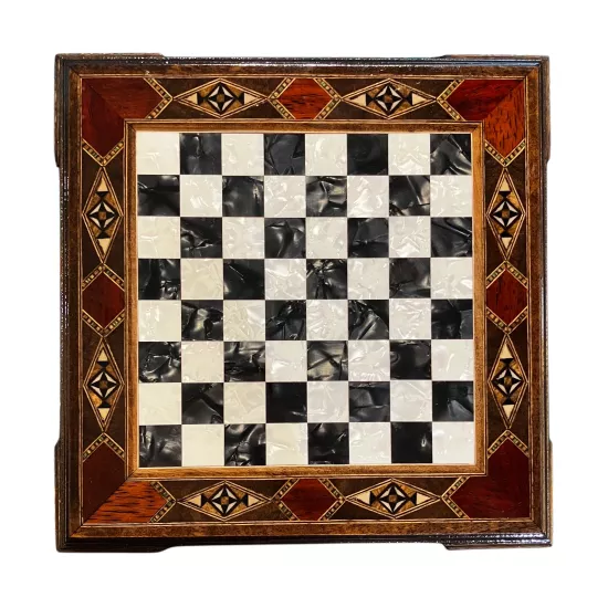 Sadaf İşlemeli Satranç | 25x25 cm El Sanatı | Ebrisem Gallery
