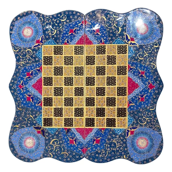 İran’ın El İşlemesi Hatem ve Minyatür Tavla ve Satranç - 50x50 CM (Dalbor)