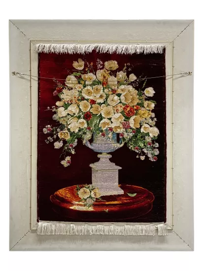 EBRISEM | Çiçekler El Dokuma İran Tablo Halısı 58x80 cm