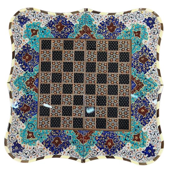 İran’ın El İşlemesi Hatem ve Minyatür Tavla ve Satranç - 50x50 CM (Dalbor)
