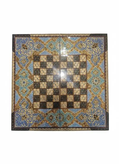 EBRISEM Gallery | El Yapımı Hatem Sanatı Oyun Tahtası | 50×50 cm | Satranç & Tavla