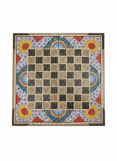 El Yapımı İran Hatem Satranç & Tavla Kutusu | 40x40 cm | İran Üretim