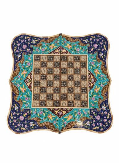 EBRISEM Gallery | Khatam Tavla & Satranç Seti | 50×50 cm | Klasik İran Deseni