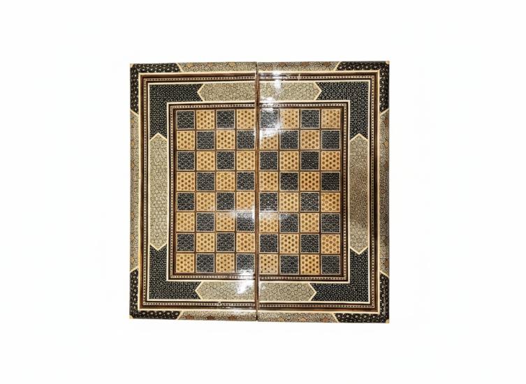 EBRISEM Gallery | El Yapımı Hatem Sanatı Oyun Tahtası | 50×50 cm | Satranç & Tavla