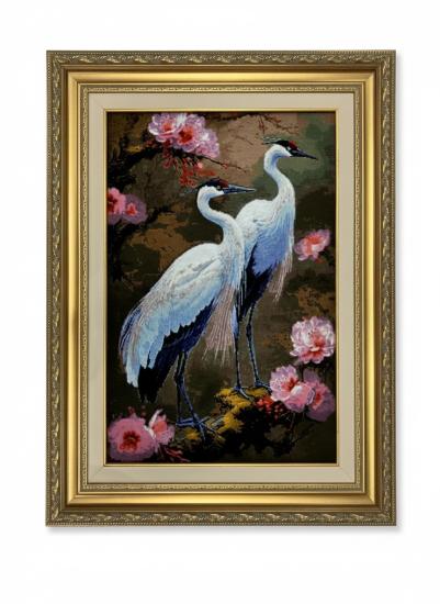 EBRISEM Gallery | Turna Kuşları İran El Dokuma Tablo Halı | 49×72 cm