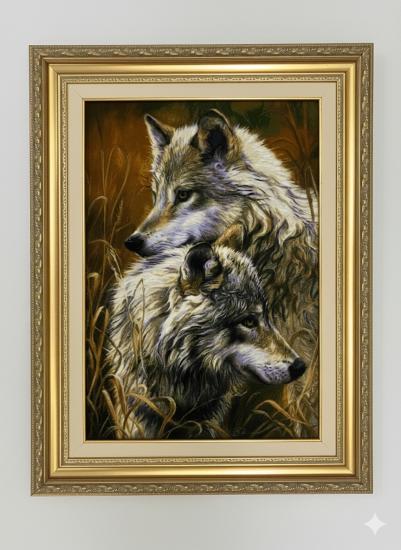 EBRISEM Gallery | İran El Dokuma Kurt Figürlü Tablo Halı | 55×77 cm