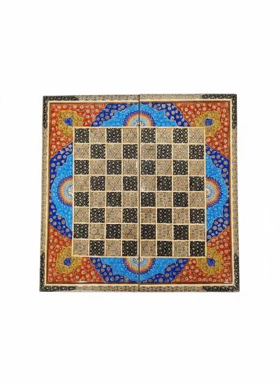 EBRISEM | İran El Yapımı Hatem Satranç ve Tavla Kutusu | 40 cm