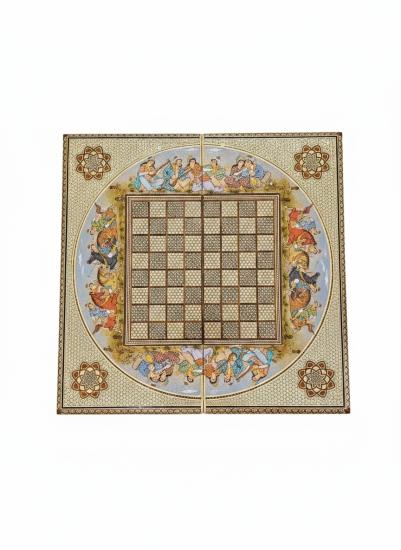EBRISEM | 60 cm Lüks İran Hatem Tavla ve Satranç | El Yapımı