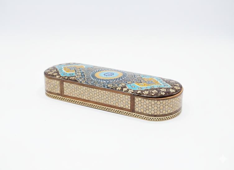 EBRISEM Gallery | El Yapımı Hatam İşlemeli Çekmeceli Kalemlik | 8×21 cm