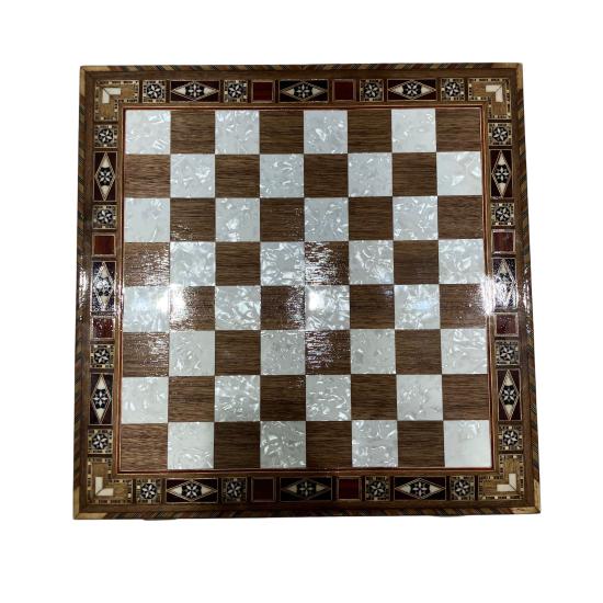 Sadaf İşlemeli Kapaklı Satranç | 37x37 cm El Sanatı | Ebrisem Gallery