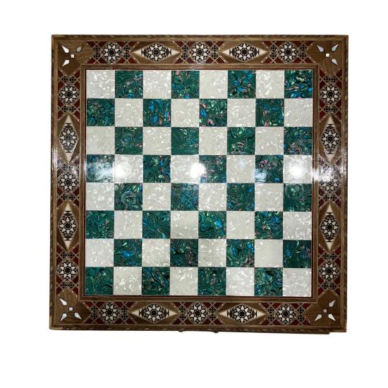 Sadaf İşlemeli Çekmeceli Satranç | 50x50 cm El Sanatı | Ebrisem Gallery