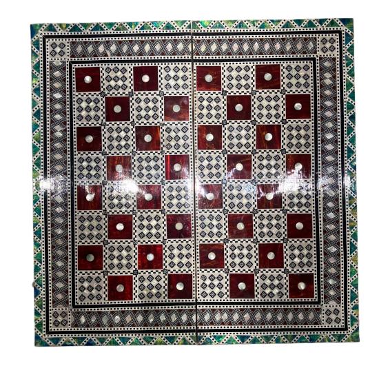 Mısır Sadaf İşlemeli Tavla & Satranç Takımı | 52x52 cm