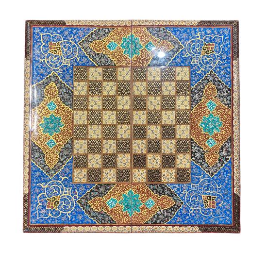 İran’ın El İşlemesi Hatem ve Minyatür Tavla ve Satranç - 50x50 CM