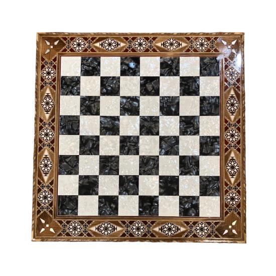 Sadaf İşlemeli Çekmeceli Satranç | 50x50 cm El Sanatı | Ebrisem Gallery