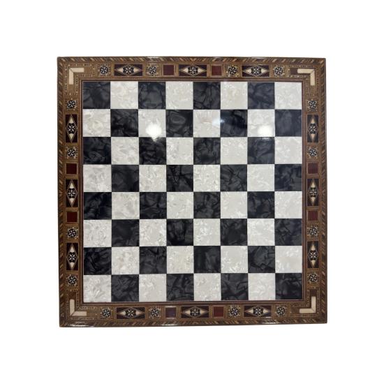 Sadaf İşlemeli Çekmeceli Satranç | 37x37 cm El Sanatı | Ebrisem Gallery