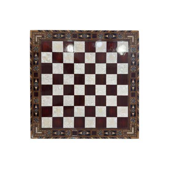 Sadaf İşlemeli Kapaklı Satranç | 37x37 cm El Sanatı | Ebrisem Gallery