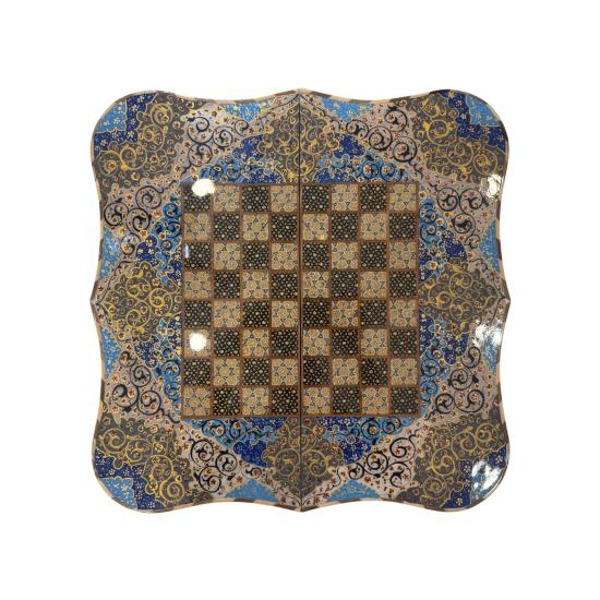 İran’ın El İşlemesi Hatem ve Minyatür Tavla ve Satranç - 50x50 CM (Dalbor)