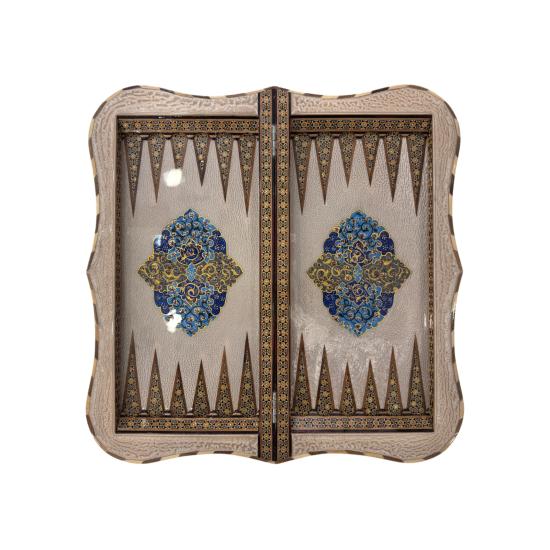İran’ın El İşlemesi Hatem ve Minyatür Tavla ve Satranç - 50x50 CM (Dalbor)