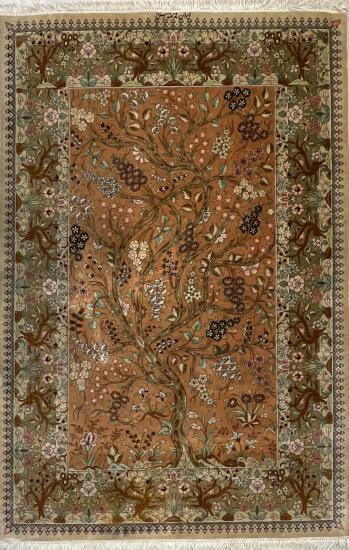 İran Qum Bölgesi El Dokuma Saf İpek Halı Ebat: (100 x 147) cm