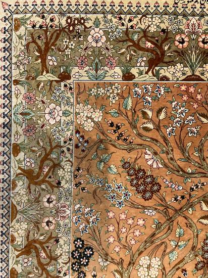 İran Qum Bölgesi El Dokuma Saf İpek Halı Ebat: (100 x 147) cm