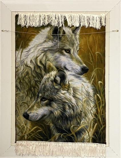 EBRISEM | Kurtlar El Dokuma İran Tablo Halısı 64x90 cm