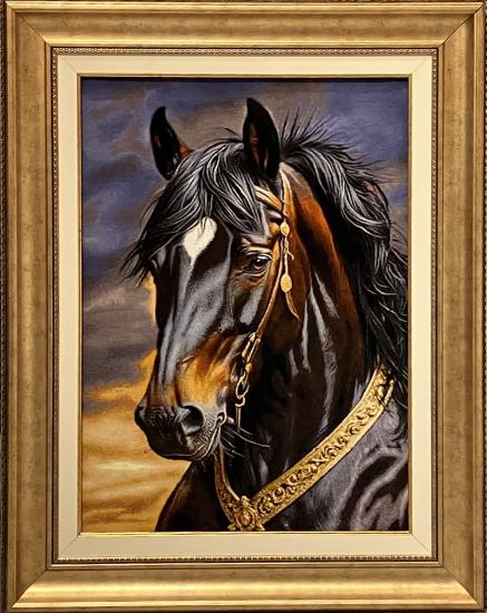 EBRISEM | Şah At El Dokuma İran Tablo Halısı 58x80 cm