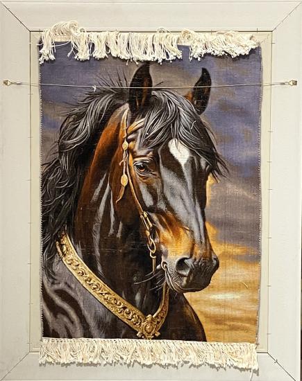 EBRISEM | Şah At El Dokuma İran Tablo Halısı 58x80 cm