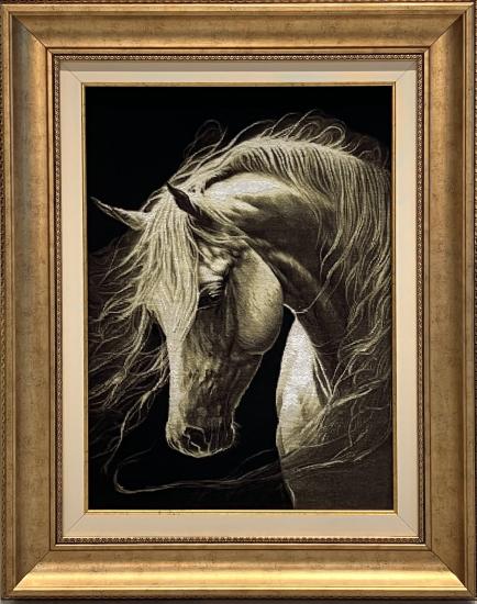 EBRISEM | Beyaz At El Dokuma İran Tablo Halısı 49x70 cm